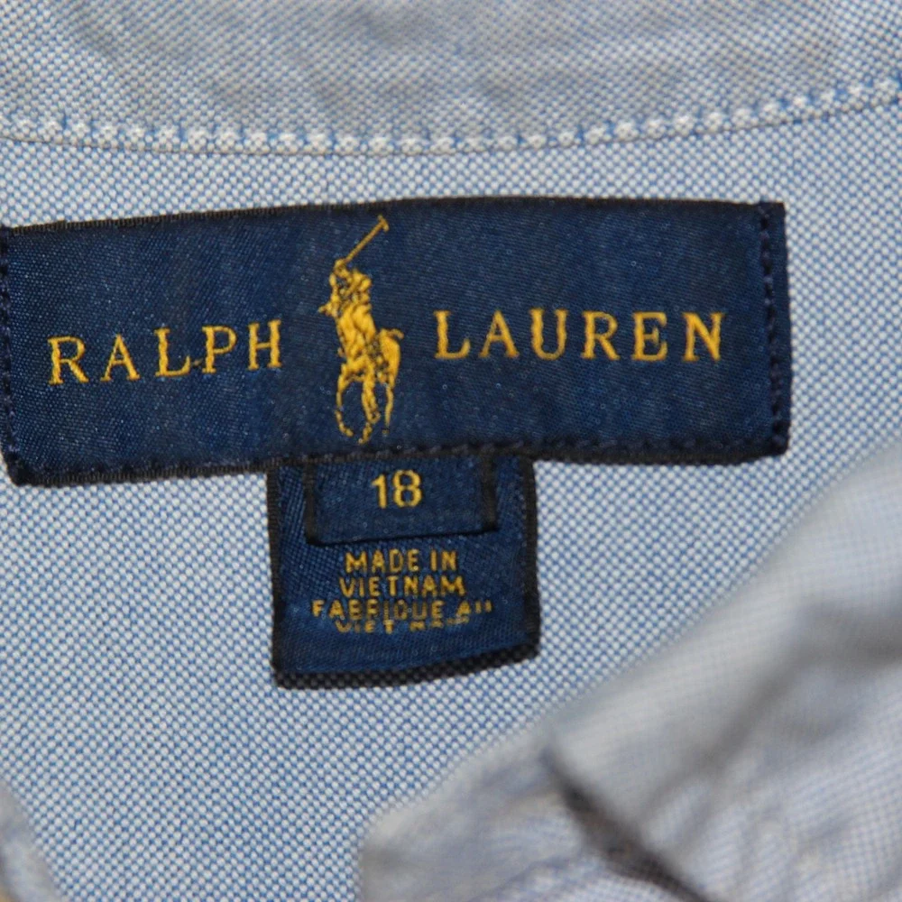 Ralph Lauren Men's Oxford Button Down Shirt Size 18 Blue Long Sleeve‎ Polo Pony